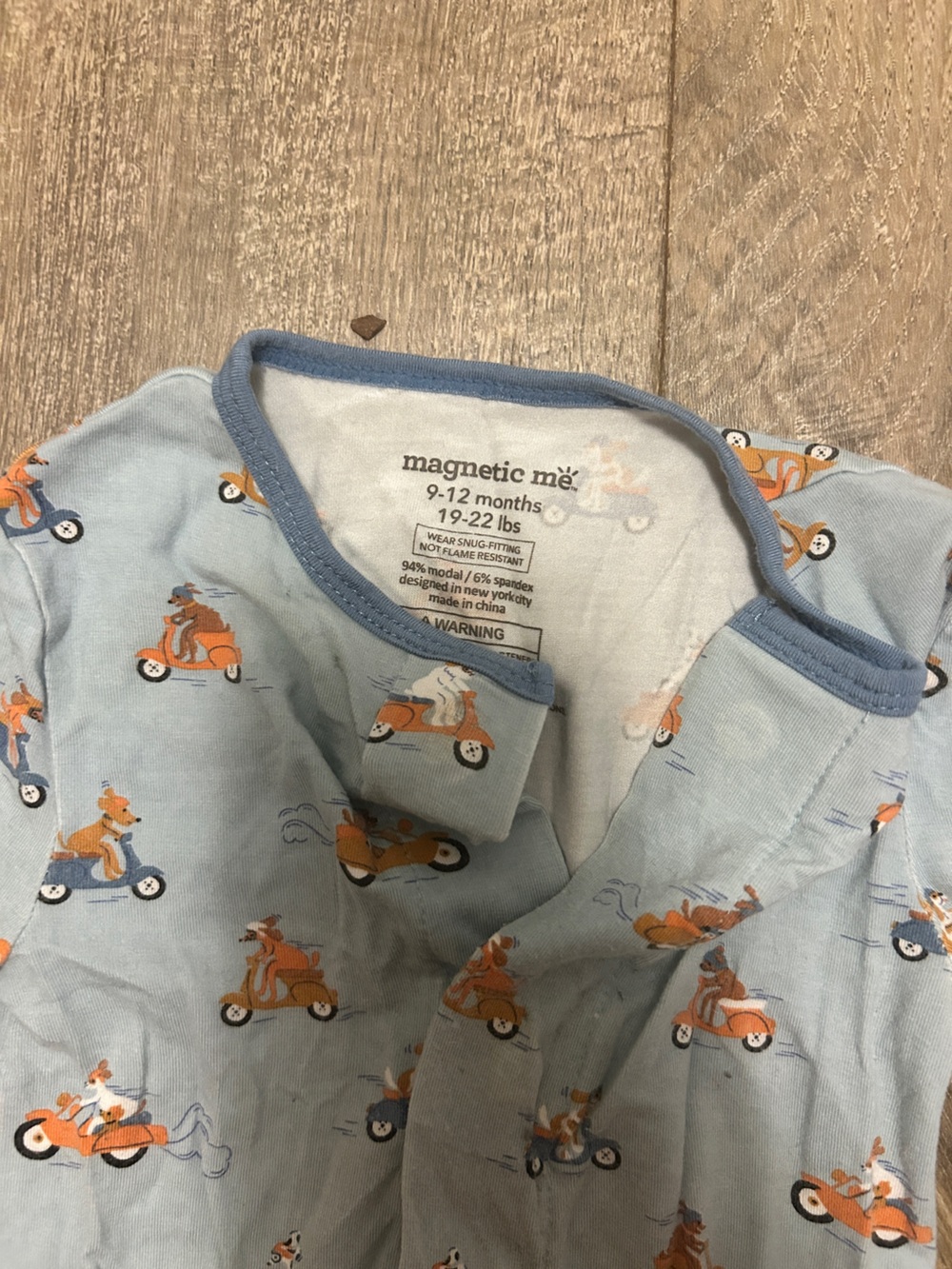 Magnetic Me Light Blue Motorcycle Print One-Piece Bodysuit - Picture 2 of 3